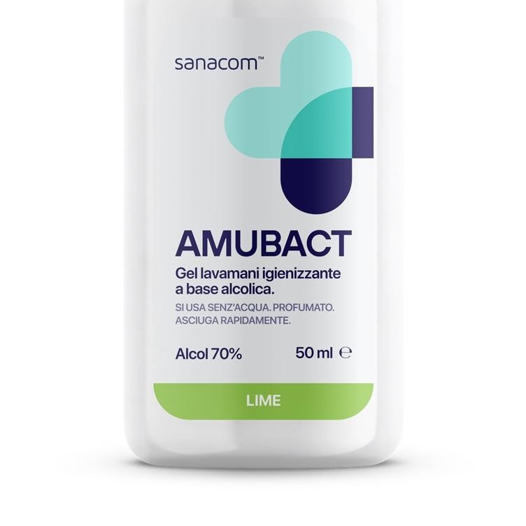 Amubact Handgel 50 ml: Detail des Flaschenetiketts.